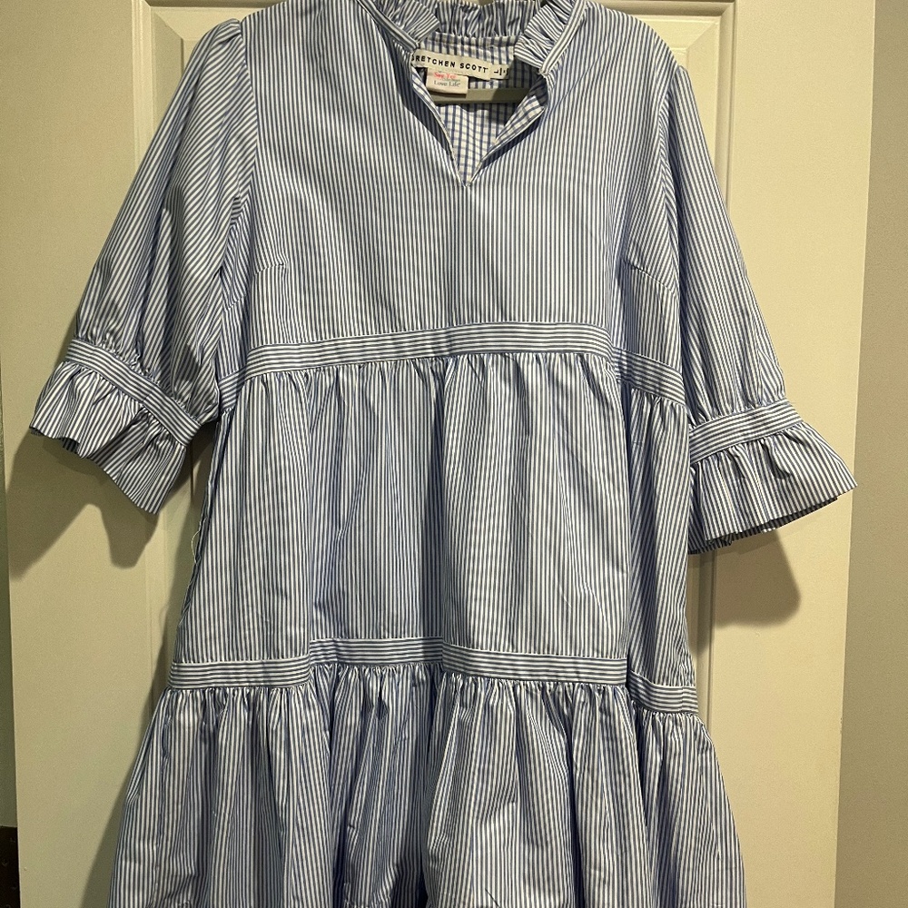 Gretchen Scott Blue & White Stripe Dress - Sz L